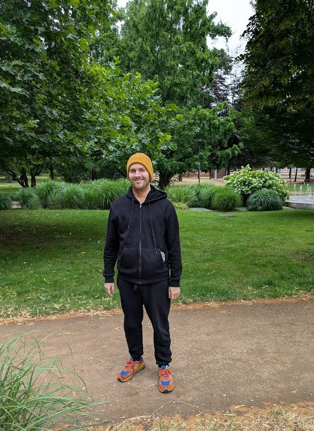 Patrik standing in PodÄbrady park during rehabilitation