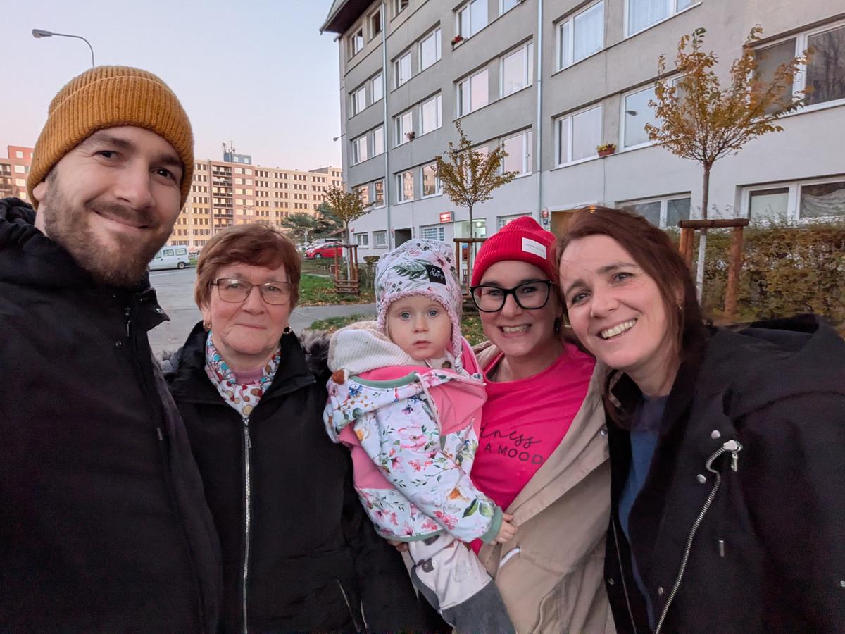 Patrik with his grandmother and aunt